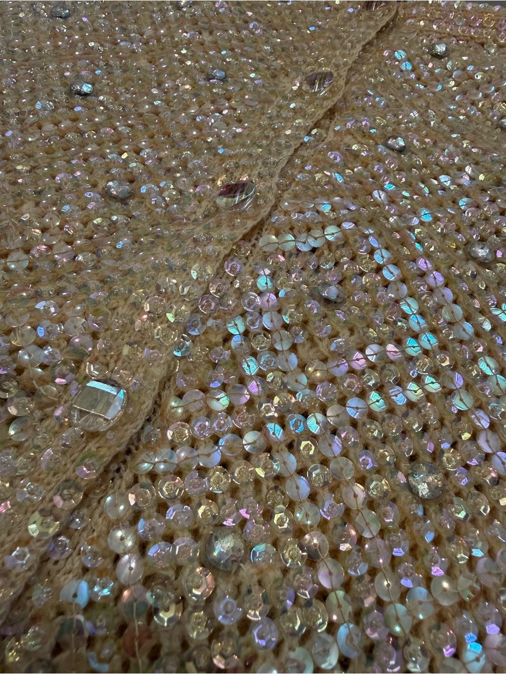 VINTAGE Sequined Cream Sparkle Women's Sweater - Picture 12 of 15